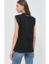 Karl Lagerfeld top din bumbac culoarea alb - Pled.ro