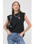 Karl Lagerfeld top din bumbac culoarea alb - Pled.ro