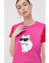 Karl Lagerfeld tricou din bumbac culoarea verde cu imprimeu - Pled.ro