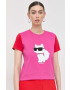 Karl Lagerfeld tricou din bumbac culoarea verde cu imprimeu - Pled.ro