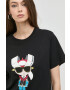 Karl Lagerfeld tricou din bumbac culoarea negru cu imprimeu - Pled.ro