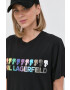 Karl Lagerfeld tricou din bumbac culoarea negru cu imprimeu - Pled.ro