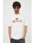 Lacoste tricou din bumbac x Netflix culoarea alb - Pled.ro