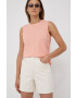 Lee pantaloni scurti femei culoarea bej neted high waist - Pled.ro