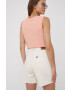 Lee pantaloni scurti femei culoarea bej neted high waist - Pled.ro