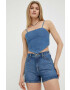 Lee pantaloni scurti jeans Carol femei neted high waist - Pled.ro