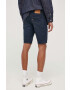 Levi's pantaloni scurti jeans femei culoarea albastru marin neted high waist - Pled.ro