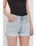 Levi's pantaloni scurți jeans femei neted high waist 77879.0076-LightIndig - Pled.ro