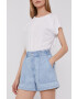 Levi's Pantaloni scurți jeans femei material neted high waist - Pled.ro