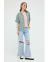 Levi's camasa femei culoarea verde cu guler clasic relaxed - Pled.ro