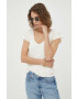 Levi's tricou din amestec de in culoarea bej - Pled.ro