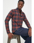 Lindbergh camasa din bumbac barbati culoarea bordo cu guler button-down relaxed - Pled.ro