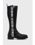 Love Moschino cizme femei culoarea negru cu toc plat - Pled.ro