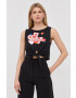 Love Moschino top din bumbac culoarea negru - Pled.ro