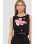 Love Moschino top din bumbac culoarea negru - Pled.ro