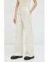 Lovechild pantaloni femei culoarea bej lat high waist - Pled.ro