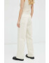 Lovechild pantaloni femei culoarea bej lat high waist - Pled.ro