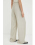 Lovechild pantaloni din in culoarea bej lat high waist - Pled.ro