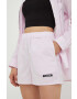 Lovechild pantaloni scurti din bumbac culoarea roz cu imprimeu high waist - Pled.ro