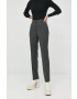 Luisa Spagnoli pantaloni de lana Ofis femei culoarea gri drept high waist - Pled.ro