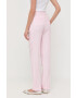 Luisa Spagnoli pantaloni din amestec de in culoarea roz lat high waist - Pled.ro