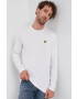 Lyle & Scott Longsleeve din bumbac culoarea alb material neted - Pled.ro