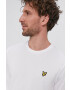 Lyle & Scott Longsleeve din bumbac culoarea alb material neted - Pled.ro