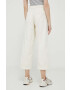 Lyle & Scott pantaloni femei culoarea bej drept high waist - Pled.ro