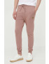 Lyle & Scott pantaloni de trening din bumbac culoarea roz neted - Pled.ro