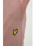 Lyle & Scott pantaloni de trening din bumbac culoarea roz neted - Pled.ro