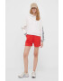 Lyle & Scott pantaloni scurti din bumbac culoarea rosu neted high waist - Pled.ro