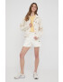 Lyle & Scott pantaloni scurti din bumbac femei culoarea bej neted high waist - Pled.ro