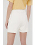 Lyle & Scott pantaloni scurti din bumbac femei culoarea bej neted high waist - Pled.ro