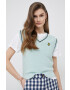 Lyle & Scott vestă din bumbac culoarea verde light - Pled.ro