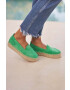 Manebi espadrile din piele intoarsa Double Sole Espadrilles culoarea verde cu platforma R 3.5 D0 - Pled.ro