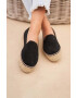 Manebi espadrile din piele intoarsa Double Sole Espadrilles culoarea negru cu platforma K 1.0 D0 - Pled.ro