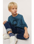 Mango Kids longsleeve din bumbac pentru copii culoarea albastru marin cu imprimeu - Pled.ro