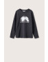 Mango Kids longsleeve din bumbac pentru copii culoarea gri cu imprimeu - Pled.ro