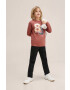 Mango Kids longsleeve din bumbac pentru copii culoarea portocaliu cu imprimeu - Pled.ro