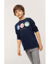 Mango Kids Longsleeve din bumbac pentru copii Icons culoarea albastru marin cu imprimeu - Pled.ro