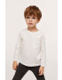 Mango Kids Longsleeve din bumbac pentru copii Marcos culoarea alb material neted - Pled.ro