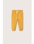 Mango Kids pantaloni copii culoarea galben neted - Pled.ro