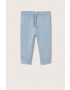 Mango Kids Pantaloni de bumbac pentru copii Viena culoarea turcoaz material neted - Pled.ro