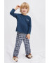 Mango Kids pijamale de bumbac pentru copii culoarea albastru marin modelator - Pled.ro