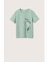 Mango Kids tricou de bumbac pentru copii culoarea verde neted - Pled.ro