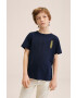 Mango Kids tricou de bumbac pentru copii Mundaka culoarea albastru marin cu imprimeu - Pled.ro