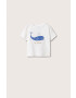 Mango Kids tricou de bumbac pentru copii Whale culoarea alb cu imprimeu - Pled.ro