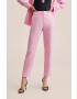 Mango pantaloni Boreli femei culoarea roz fason tigareta high waist - Pled.ro