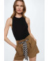 Mango pantaloni scurti Feli femei culoarea maro neted high waist - Pled.ro