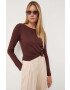 Marc O'Polo longsleeve din bumbac culoarea maro - Pled.ro